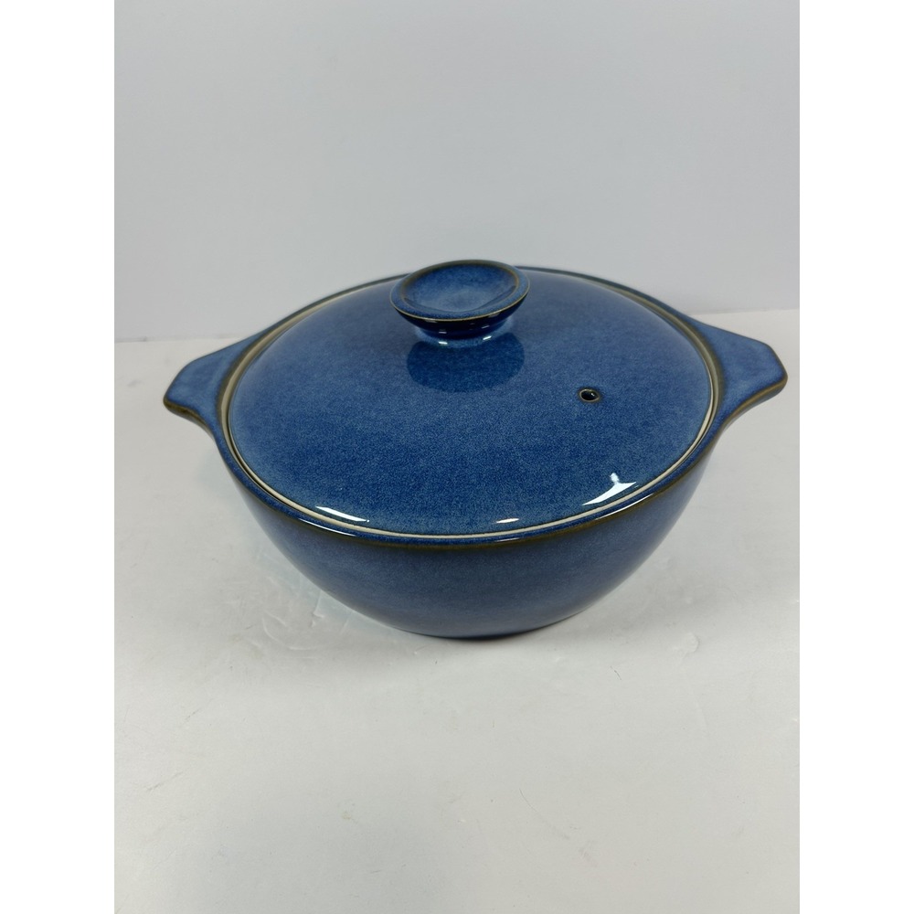 Vintage Denby Langley English Blue Covered Casserole Dish 1.75 Qt - PRISTINE